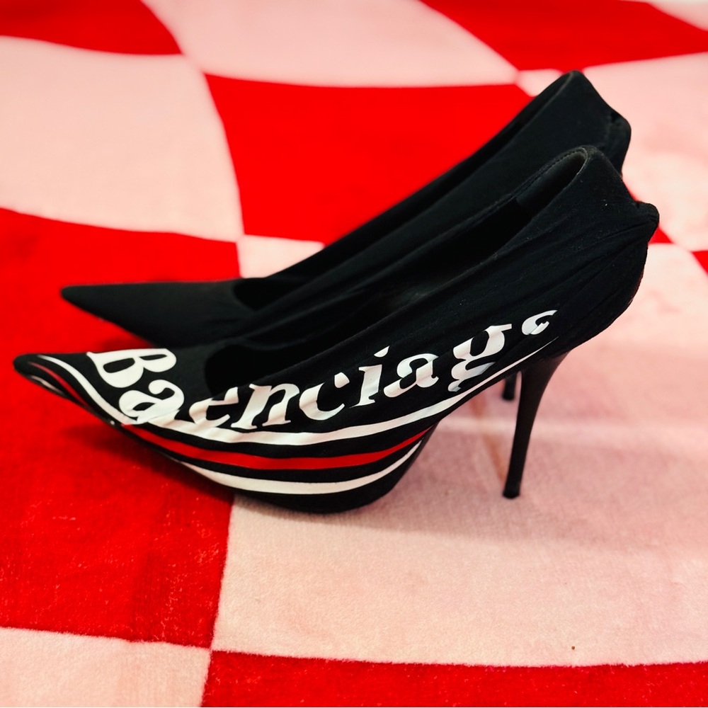 Balenciaga Runway Knife Pumps 2017 Dark Navy Size 39 Stiletto Heels - Picture 2 of 9